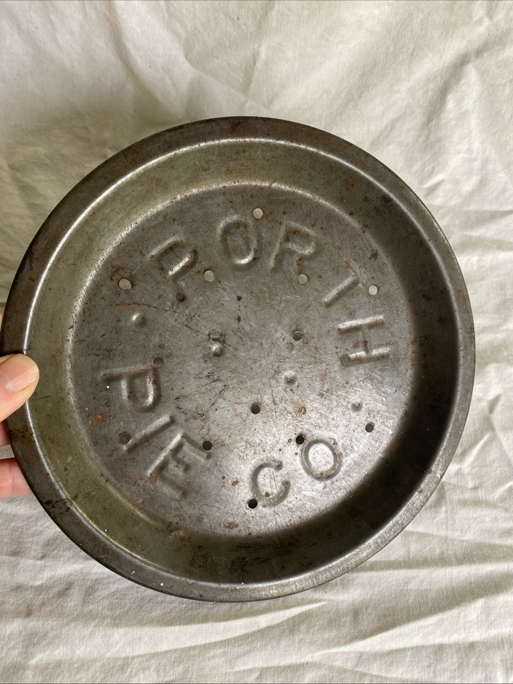 Antique Original Porth Pie Company Milwaukee Wisconsin Pies 9” Tin Pie Plate